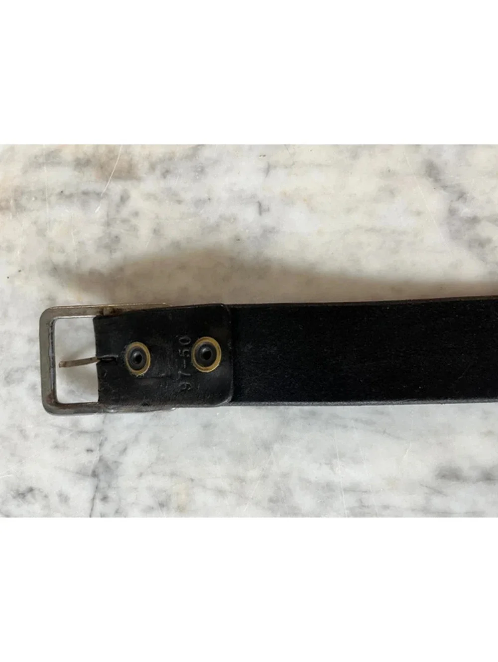 Calvin Klein Jeans Unisex Black Leather Belt Metal Logo Buckle Vintage small